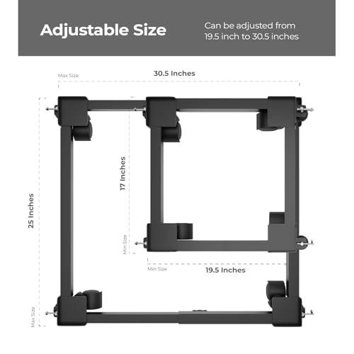 Image of Lifelong Universal & Adjustable Metal Washing Machine Stand (5 KG to 12 KG) | Trolley with Wheels | Single /Double Door Fridge Stand, Air Cooler Stand | 180 KG Capacity, 4 Anti Vibration Pads | Black