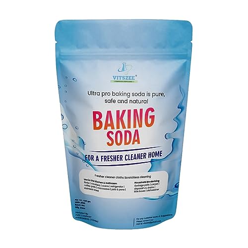 VITSZEE Baking Soda 400g | Multi-Purpose Cleaner Powder | Natural Deodorizer for Kitchen, Bathroom, Fridge & Drains | Stain Remover & Odor Eliminator | Scratch-Free Cleaning