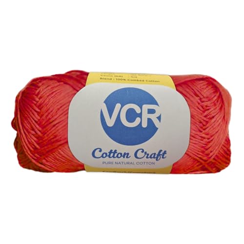 Image of VCR 8Ply Bright Red Cotton Craft Yarn, 100 Grams Hank, 160 Meters Length, Cotton Combed Ball for Crochet and Knitting, Pack of 1 Yarn, Suitable for DIY Crafts