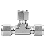 Compression Ferrule Connector Equal Diameter Tee 316 Stainless Steel Die Forging SS6003 High Pressure Resistance Vibration Proof for Oil Refining Chemical Industry Natural Gas (F3/8)