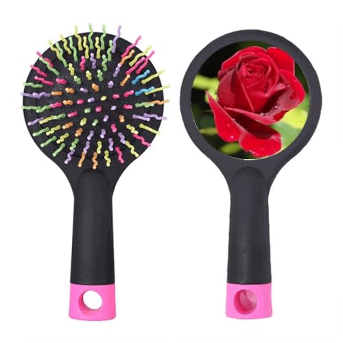 Brosse à cheveux démêlante à motif roses rouge foncé avec coussin d'air pneumatique
