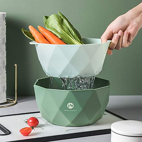 CESUO Kitchen Colander Bowl Pasta Strainer Bowl, Fruit and Vegetable Colander, Double Layered Drain Basin and Basket… - Afbeelding 8