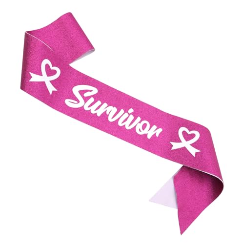 Survivor Sash, 63 Inch Pink Survivor Sash Breast Cancer Illness Awareness Ribbon Banner Decorations with Metal Pin Inspirational Gifts for Woman