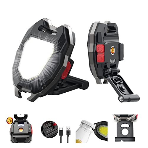 GSY LED COB kleine Taschenlampe mit Flammenlose Feuerzeug , Max 1200 Lumen hell 7 Lichtmodi Licht, mit Magnetsockel und klappbarem Bügel, für Camping Angeln Reparatur Wandern und Notbeleuchtung Cover