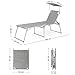 SONGMICS Sonnenliege mit Dach, Liegestuhl, Gartenliege, Aluminium, groß, 65 x 200 x 48 cm, bis 150 kg belastbar, Rückenlehne verstellbar, klappbar, Garten, Balkon, Terrasse, grau meliert GCB26TG