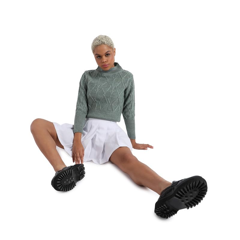 Image of PINACOLADA Women's Solid Ribbed Cropped CardiganFor Casual Wear | V Neck | Long Sleeve | Wool Sweater Crafted with Comfort Fit for Everyday Wear