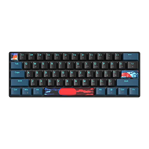 Image of Protable 60% Percent Gaming Keyboard Mechanical, Mini Compact Backlit 61 Keys Wired Office Keyboard with Red Switch for Mac /Win (Monstor Black /red Switch 61)