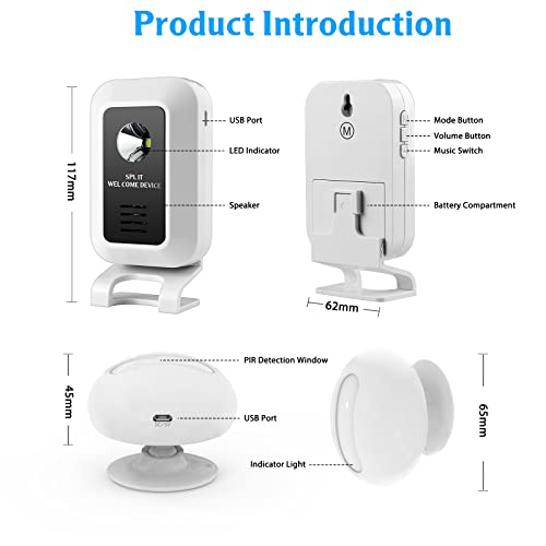 Motion Sensor Alarm Wireless Indoor Motion Detector Alarm With 32 Melodies 450Ft Long Range Pir Motion Detector Alert For Home Security #TOP5
