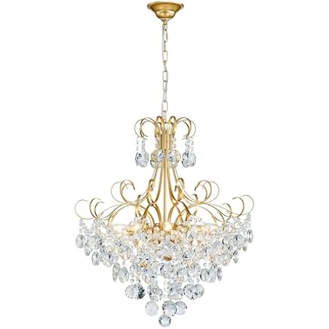 ANJIADENGSHI Crystal Chandelier, Modern K9 Crystal Pendant Light for Dining Room, Vintage Pendant Ceiling Fixture Lamp, 10-Lights Golden Chandelier Lighting for Kitchen Island, Living Room, Bedroom Cover