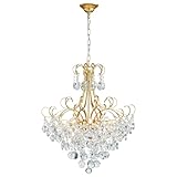 ANJIADENGSHI Crystal Chandelier, Modern K9 Crystal Pendant Light for Dining Room, Vintage Pendant Ceiling Fixture Lamp, 10-Lights Golden Chandelier Lighting for Kitchen Island, Living Room, Bedroom
