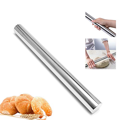 Qplcdg Acero Inoxidable Rodillo Madera, práctico Rodillo en para Panadero Fondant, pie Crust, Cookie & Masa para Panadero Cover