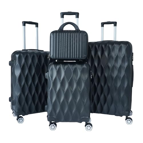 feneihe Luggage Set, 4 Pcs/Set Carry on Luggage,Carry On Luggage for Airplanes,Carryon Luggage with Wheels,Suitcase Set ABS Hard Case Luggage with TSA Lock Spinner Wheels Durable Travel Luggage Black