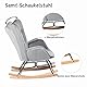 39F FURNITURE DREAM Velvet Rocking Children’s Relaxing Scandinavian Armrest Lounge Chair with High Back Bedroom Office Living Room, Grey, 68x87x98cm