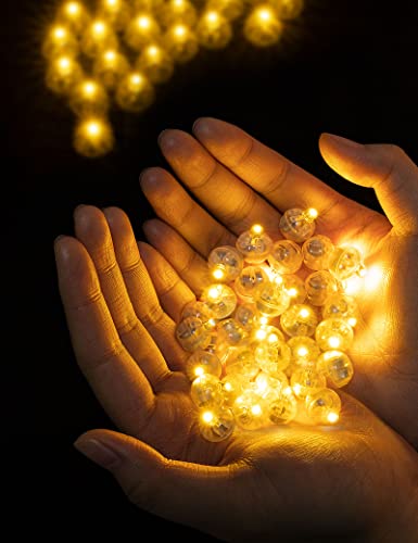 100Pcs LED Mini Ballon Rond Lumières Danolt Ballon Accessoires pour Noël Nouvel an Fête Anniversaire Mariage Papier Lanterne Carnaval Bar Clubs Décor Blanc Chaude 100Pcs Cover