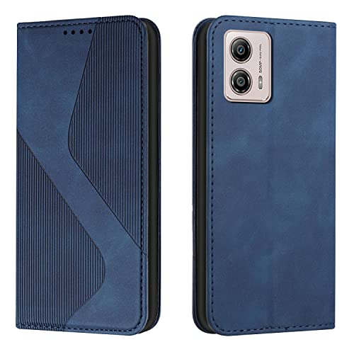 Étui portefeuille Moto G53 antichoc housse cuir bleu pour G13 G23