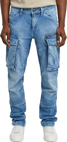 G-STAR Raw - Mens Rovic Zip 3D Regular Tapered Denim Jeans, Color Antique Faded Uniform Blue, Size: 33W x 34L