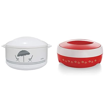 Cello Chef Casserole, 3500ml+Cello Ultra 2500 ML Insulated Hot Pot (Red)
