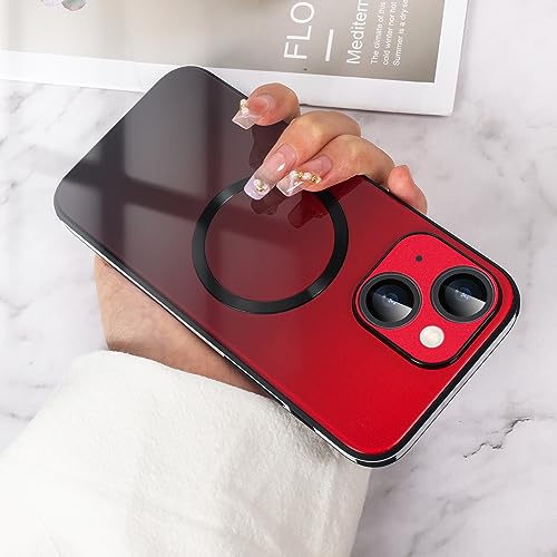 Coque iPhone 14 MagSafe dégradé rouge antichoc avec protection objectif - 7