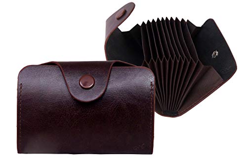 Image of Cable World 10 Slots Leather Credit Card Holder Men's Wallet (Brown, 10.5 x 7.5 x 2.5 cm)
