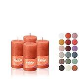 BOLSIUS 4 Pack Orange Rustic Pillar Candles - 2 X 4 Inches - Premium European Quality - Includes Natural Plant-Based Wax - Unscented Dripless Smokeless 30 Hour Party Décor and Wedding Candles