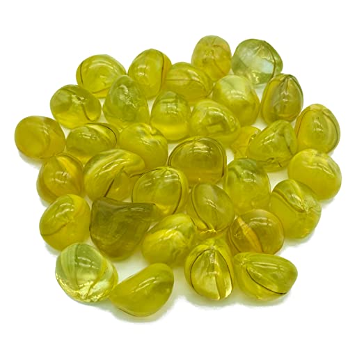 Pietre Colorate in Vetro per Decorare Vasi Contenitori Sassi Gemme Ciottoli 530gr Granulometria 20-30mm (Giallo)