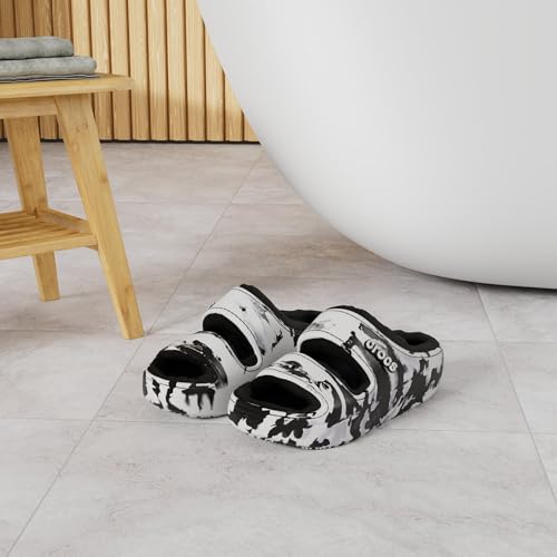 Image of Crocs Unisex-Adult Classic Cozzzy Sandals, Fuzzy Slippers and Slides, Black /White, 15 Men /17 Women