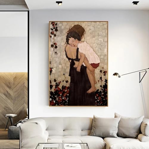 Peinture sur toile mère et enfant célébration de l'amour maternel art mural salon