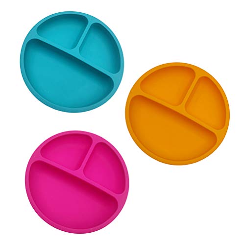 Yardwe- 3 peças de silicone dividido em placas para crianças com design de rosto sorridente pratos i