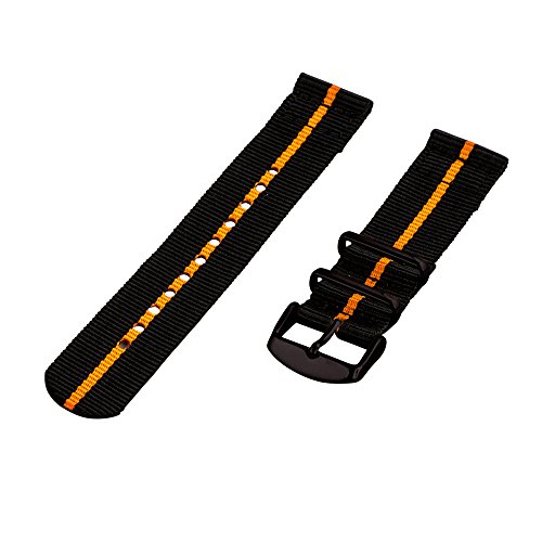 Clockwork Synergy - 20mm 2 Piece Classic Ballistic PVD Nylon Black/Orange Replacement Watch Strap Band