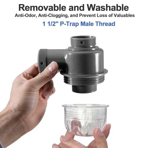 QruiLanTu Sink Trap 1 1/2\'\' P-Trap Replacement Upgrade Visible Removable Easy to Clean Drain Valve Suitable for Kitchen, Bathroom, Garbage Disposal Sink Drainage Pipe Accessories(Male Thread)