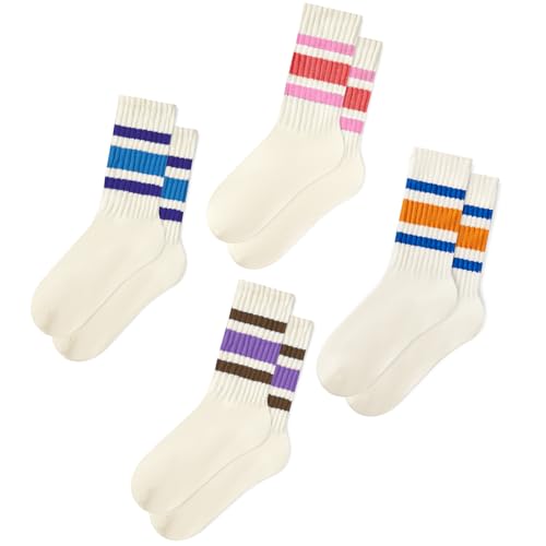 Image of American Trends Tube Socks for Women Striped Slouchy Scrunch Retro Socks Vintage Cute Crew Sock