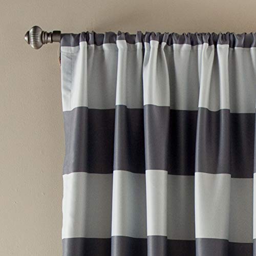 Lush Decor, 84” x 52 Stripe Blackout Curtains, Grey, W 52" x L 84" (1 Panels) - Image 2