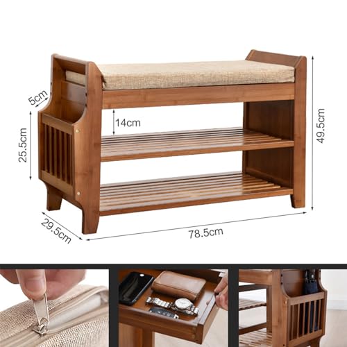 Tabouret en bois massif américain chic et assise souple de 80 cm - 3