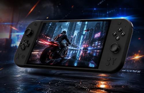 Image of G90 7-Inch Full HD Handheld Video Game Console with 21+ Emulators, 64GB Preloaded Games, Wireless Gaming Controller, Professional Gaming Chip, Portable Retro Arcade Gaming Console for Kids & Adults (Black)