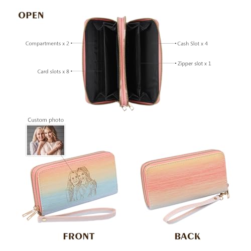 Personalized Photo Wallets for Women Custom Engraved Picture PU Leather Wallet Credit Card Clutch Long Wallet for Girlfriend Mom4