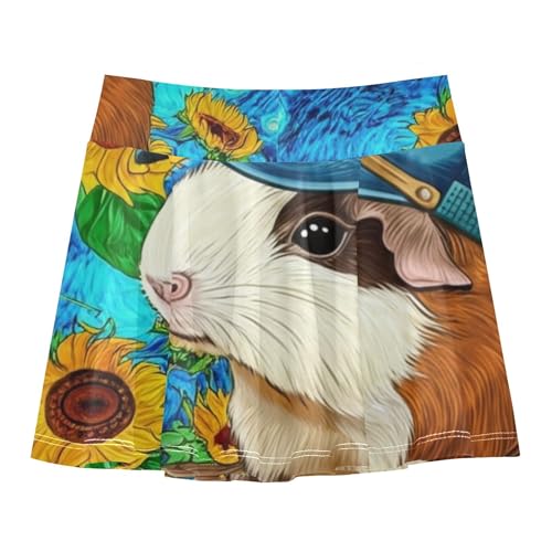 Preppy Athletic Shorts Girls Skorts Skirts with Shorts Teen Skirt Cute Guinea Pig Sunflower 4t2