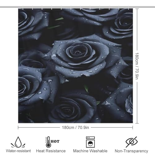 Rideau de douche rose en polyester lavable et imperméable de 183x183 cm