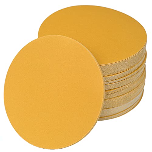 Image of 6-Inch No-Hole Hook and Loop Sanding Discs 320-Grit, Random Orbital Sandpaper for Automotive and Woodworking, 100-Pack