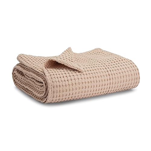 Image of Comfy Cubs Waffle Weave Baby Blanket - 40” x 40” Cotton Blanket with Textured Design - Lightweight Swaddle for Bed, Crib, Stroller, or Couch - Soft and Cozy Cover for Toddlers, Boys & Girls - Blush