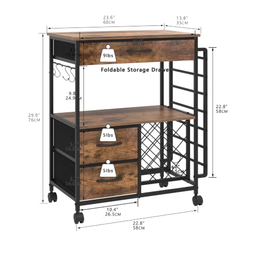 Image of VENNQD Storage Cart Compatible with Cricut Machines Stand Cutting Machine Stand with Drawers and Vinyl Roll Holder Rolling Craft Cabinet Table for Cricut Craft Workstation (Rustic Brown)