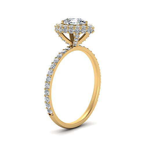 Image of Choose Your Gemstone Pave Rollover Pear Halo Engagement Ring Yellow Gold Plated Pear Shape Halo Engagement Rings Matching Jewelry Wedding Jewelry Easy to Wear Gifts US Size 4 to 12