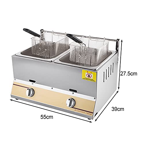XUETAO 10L/20L Gas-Fritteuse mit Korb und Deckel, Gas-Fritteuse, Hähnchen-Chips-Fritteuse für Pommes-Frites-Restaurant-Heimküche – Bild 3