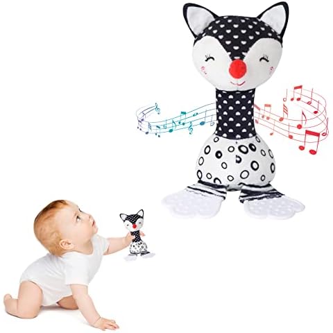 2-in-1 Baby Rassel & Beißring Spielzeug Greifling zum Rasseln Quietsche Spielzeug Karikatur Tier Plüsch Rassel Cover