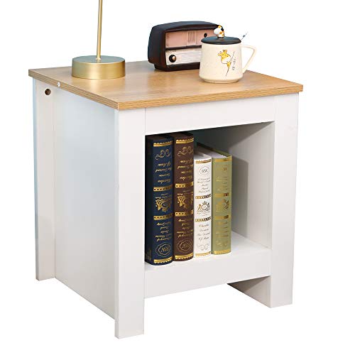 Table basse d'appoint avec étagère bicolore gris et chêne pour une décoration épurée