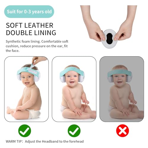 Lysian Baby Headphones Hearing Protection Ear Muffs For Infants 0-3 Years With Elastic Headband thumb #3