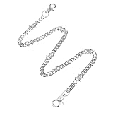 Hpmjz Christmas Punk Wallet Chain 25 inch Hip Hop Pants Chain for Man Silver Round Clasp Belt Heavy Duty Metal Keychain Goth Keyholder Clothing Accessories for Keys Wallet Jeans Pants Belt