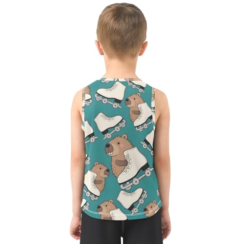 Boys' Tank Top Shirt Capybara Roller Skates Pattern Sleeveless T-Shirts3