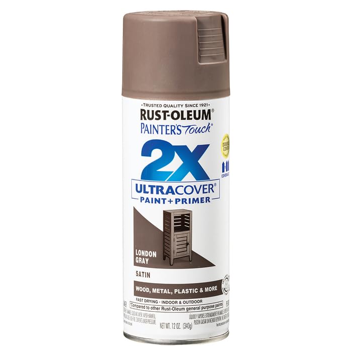 Rust-Oleum Painter's Touch 2X Ultra Cover Spray Paint, Satin London Gray