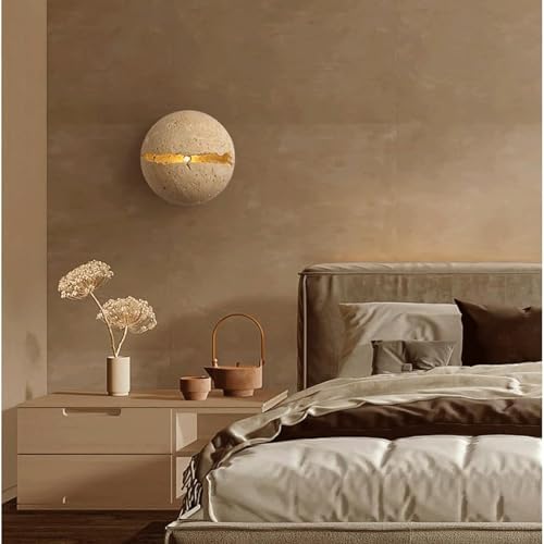 Appliques murales en travertin jaune nordique pour éclairage intérieur moderne