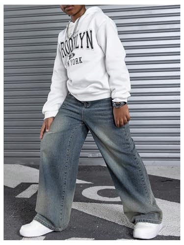 Verdusa Boy's Straight Leg Baggy Jeans Casual Washed Loose Denim Pants with Pockets3